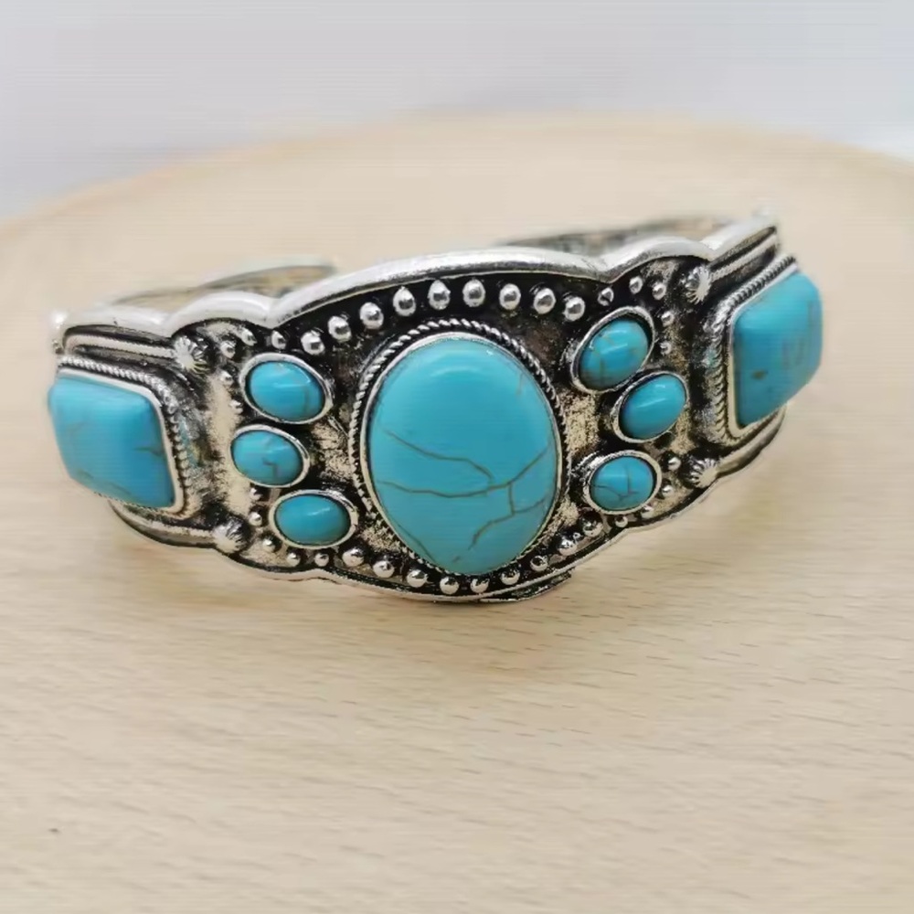 Vintage Boho Adjustable Turquoise Cuff Bracelet